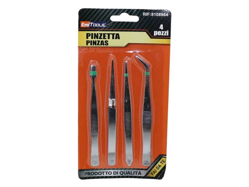 Pinzette di precisione Emi in acciaio conf. da 4 pezzi 8108964