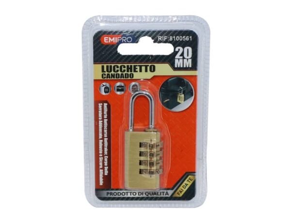 Lucchetto da viaggio in ottone Emi con combinazione 20x35 mm 4 cifre 8100561