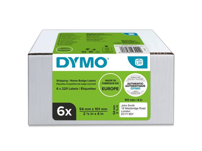 Etichette grandi per spedizioni/badge DYMO LW bianche conf. 6 pezzi da 220 etichette 54×101 mm – 2093092