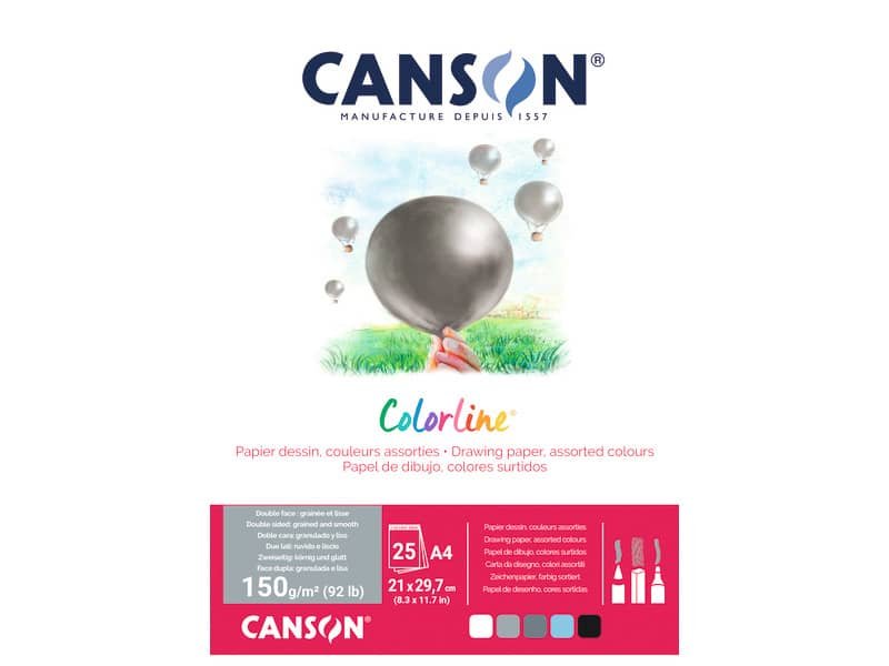 Album da disegno Canson Colorline© A4 150 g/mý 25 fg. Assortimento Aria C31074P004