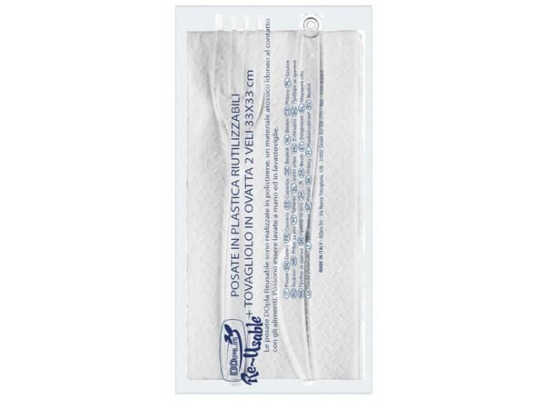 Set 2 posate Dopla Professional reuse in polistirene con tovagliolo conf. 100 pz. Trasparente set 2 posate + tovagliolo -