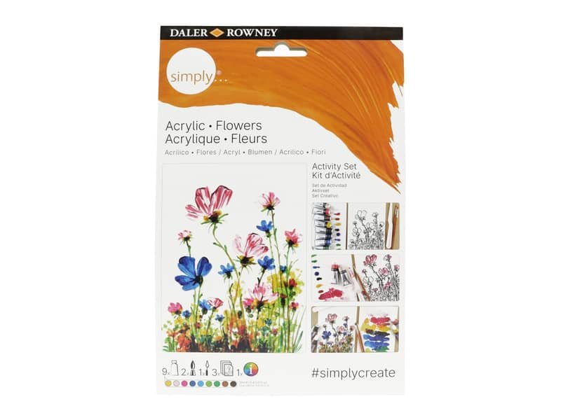 Set activity pittura con colori acrilici Daler Rowney Simply fiori D126500112