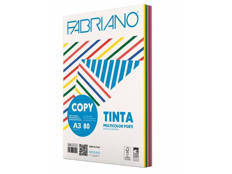 Carta Copy Tinta Colorcart Fabriano 5 colori forti 100 ff – formato Fabriano A3 – 160 g – 62416042