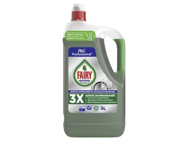 Detergente liquido per stoviglie Fairy Original verde - Flacone 5 L PG223