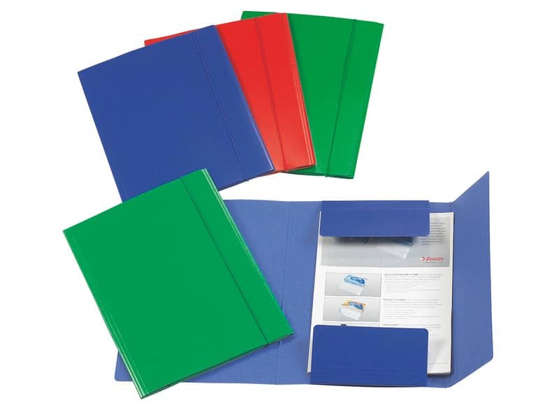Cartella in presspan a tre lembi con elastico Esselte C41 Linear 25×35 cm blu – conf. 5 pz – 390341050