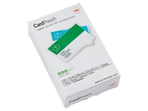 Pouches per plastificatrici a caldo GBC 2x125 æm finitura lucida 6,4x10,8 cm conf. da 100 GBC biglietti da visita -