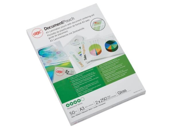 Pouches per plastificatrici a caldo GBC 2x250 æm finitura lucida formato biglietti da visita conf. da 50 GBC
