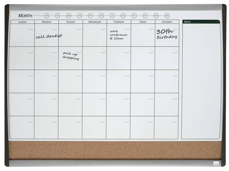 Lavagna magnetica combinata con calendario mensile Nobo Nobo 58,5×43 cm 1903813