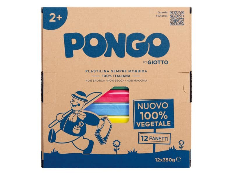 Panetti di plastilina 100% vegetale Pongo by Giotto 350 g conf. da 12 colori assortiti – F603600