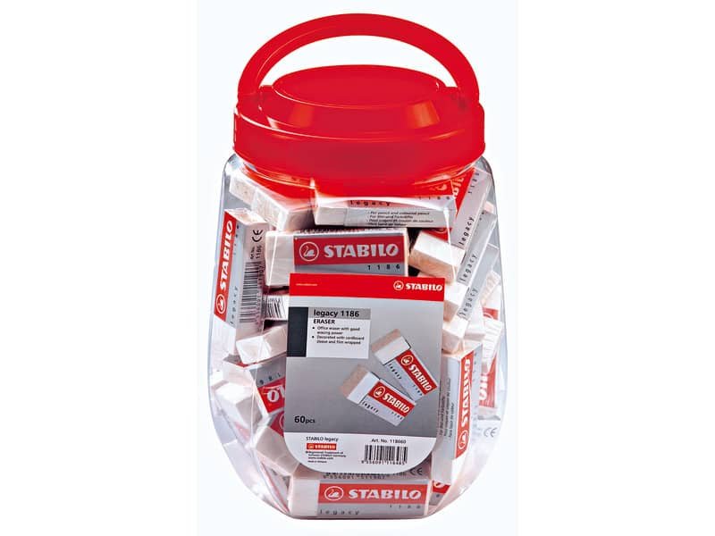 Gomma bianca Stabilo Legacy senza PVC conf. 60 pz 22x11x62 mm 118660
