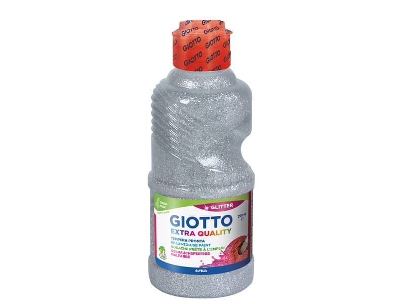 Tempera pronta Giotto glitter in flacone 250 ml argento glitter – F53120200