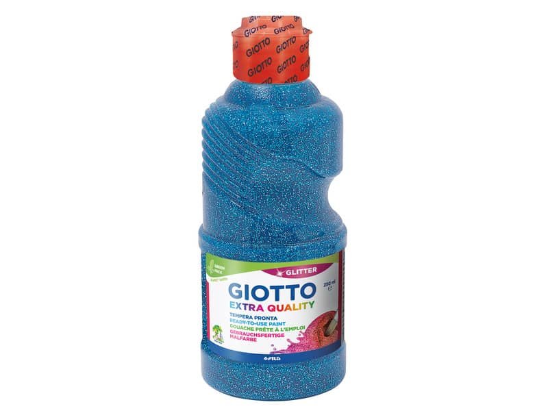Tempera pronta Giotto glitter in flacone 250 ml ciano glitterato – F53120400