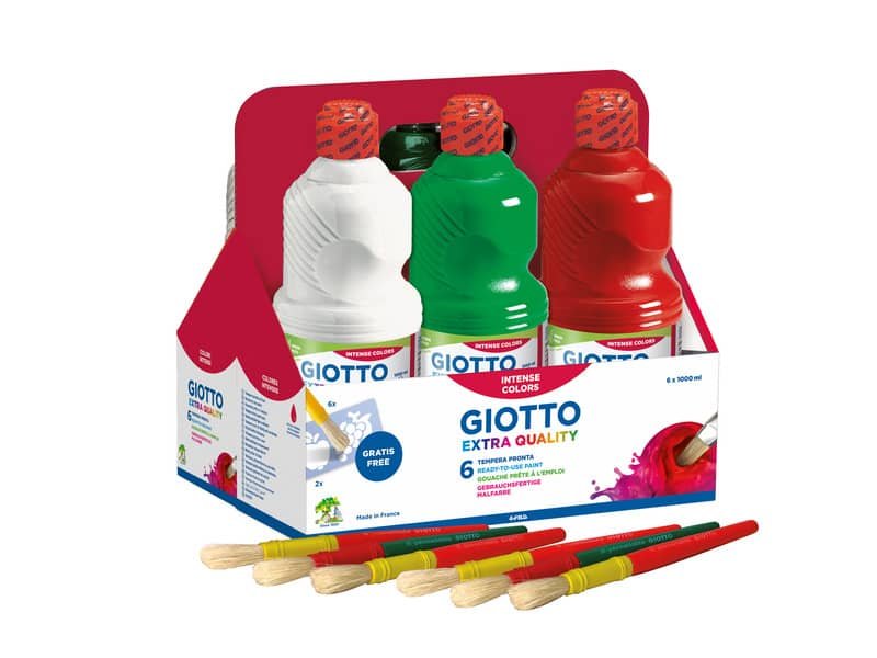 Tempera pronta Giotto Extra Quality in flacone 1 L – conf. da 6 colori assortiti – F53460000