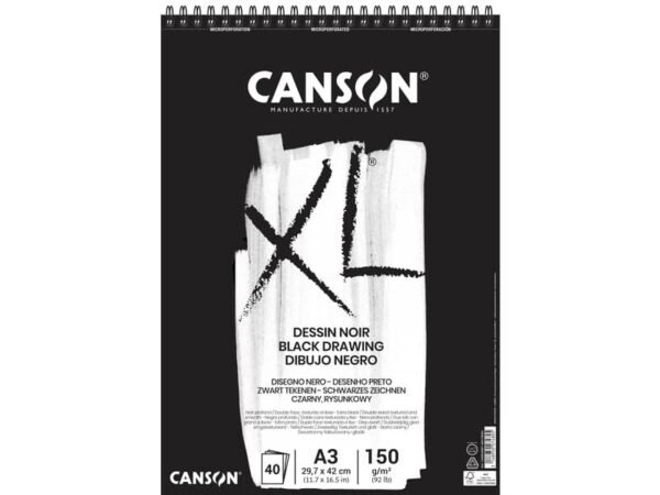 Blocco spiralato Canson Black XL 40 ff. - 150 g - A3 nero C400039087