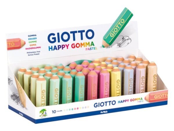 Espositore 40 gomme Giotto Happy Gomma colori assortiti pastello F234000