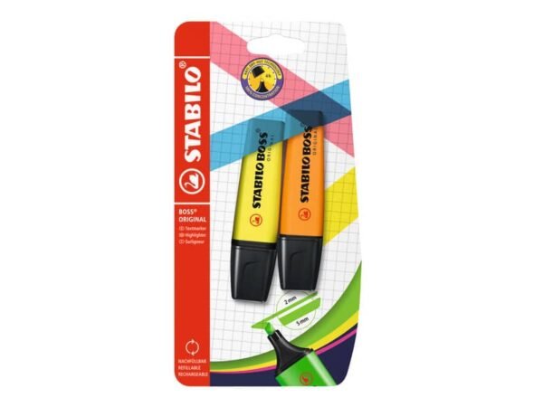 Evidenziatore Stabilo Boss Original 2-5 mmÿblister 2 pz arancione B-10434-10