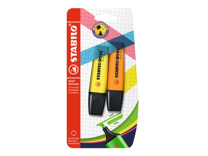 Evidenziatore Stabilo Boss Original 2-5 mmÿblister 2 pz arancione B-10434-10