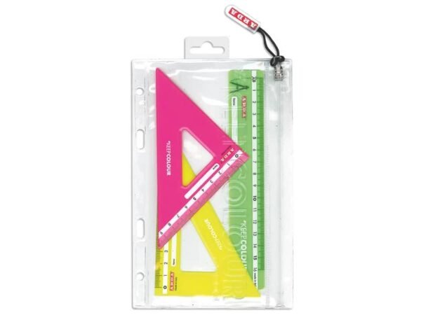 Miniset da disegno in busta con zip Arda 2 squadre 45øe 60ø + 1 righello 16 cm KC7063