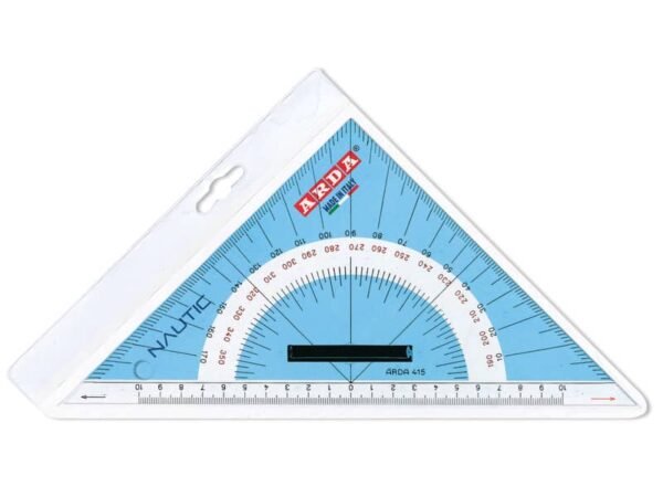 Squadra nautica Arda 45ø 26 cm in plexiglas con pomolo e millimetratura con linea di fede - 415