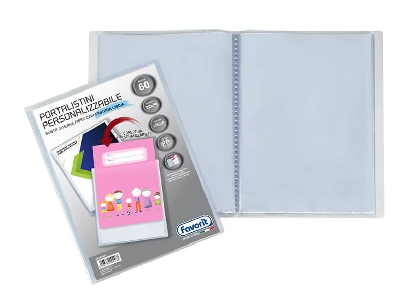 Portalistino personalizzabile Favorit Premium in PP fogli fissi 22×30 cm 60 buste 400090486