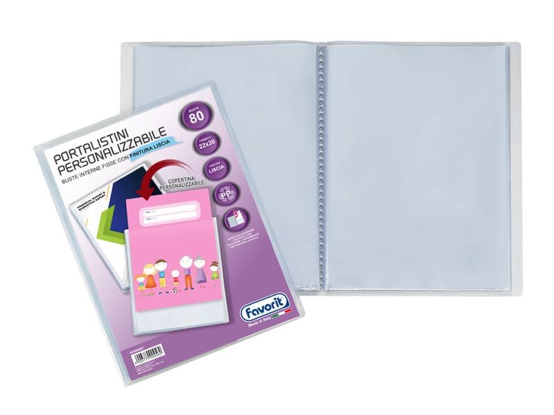 Portalistino personalizzabile Favorit Premium in PP fogli fissi 22×30 cm 80 buste 400090487