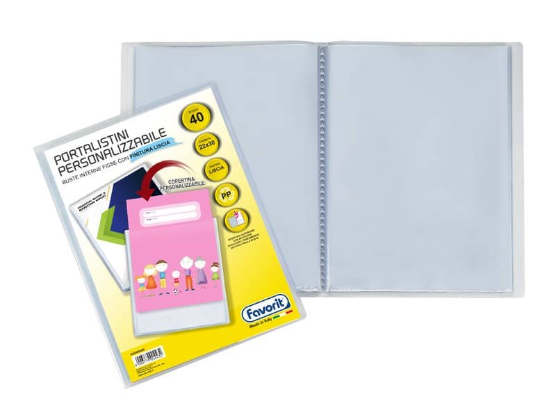 Portalistino personalizzabile Favorit Premium in PP fogli fissi 22×30 cm 40 buste 400090485