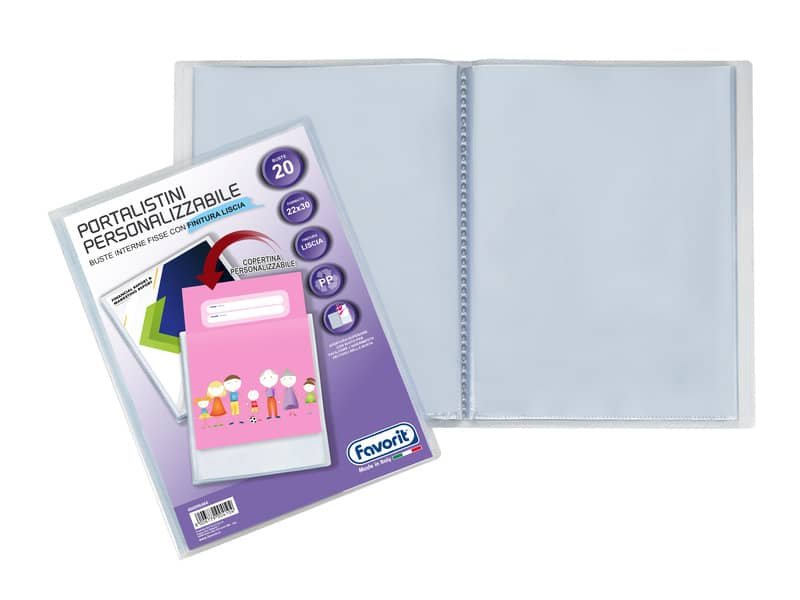 Portalistino personalizzabile Favorit Premium in PP fogli fissi 22×30 cm 20 buste 400090484