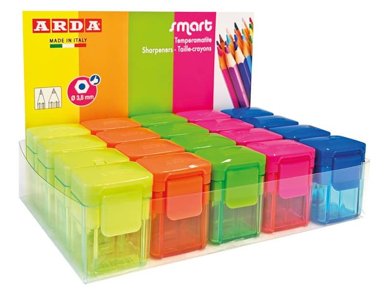 Espositore 20 temperamatite a 2 fori Arda Fluo Colours assortiti TE804SC