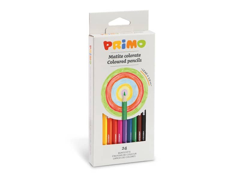 Matite colorate esagonali Primo laccate –  2,9 mm in conf. da 24 colori assortiti – 504MAT24E