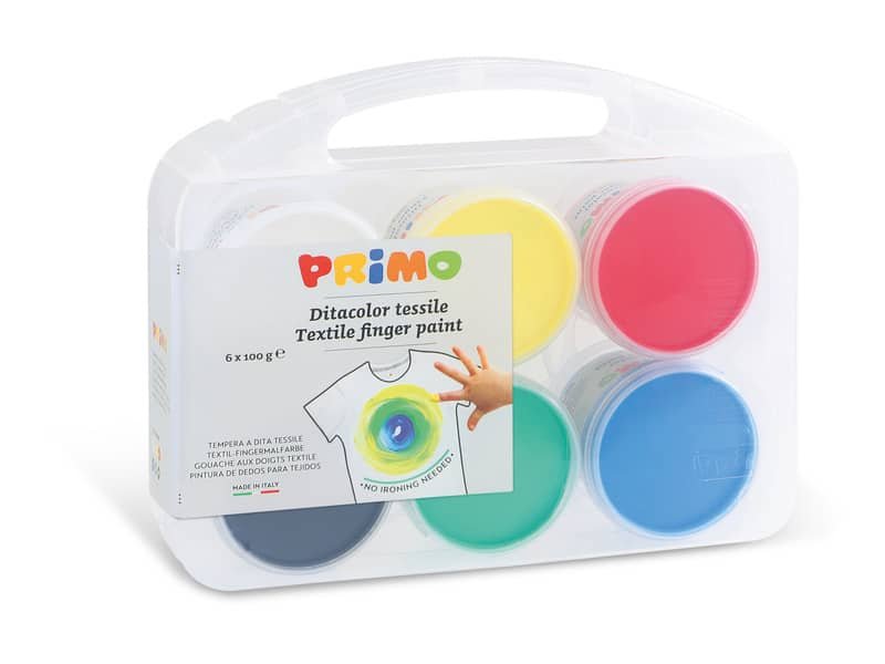 Tempera a dita Primo in valigetta multiuso conf. 6 vasetti colori primari 228TXD100SP