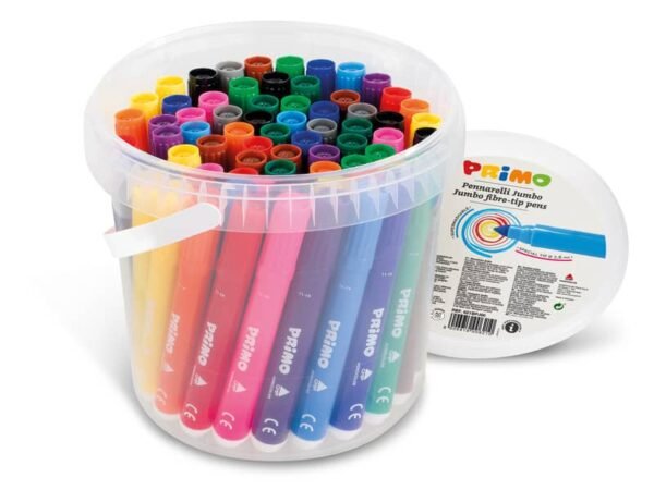 Pennarelli superlavabili punta conica Jumbo Primo punta 7,6 mm in conf. da 60 colori assortiti - 621BPJ60