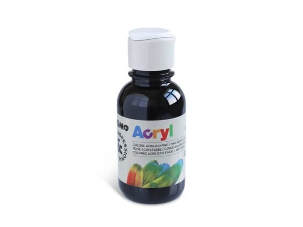 Colore acrilico Primo in bottiglia PET con tappo dosatore 125 ml nero 402TA125800