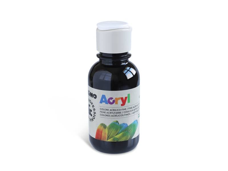 Colore acrilico Primo in bottiglia PET con tappo dosatore 125 ml nero 402TA125800