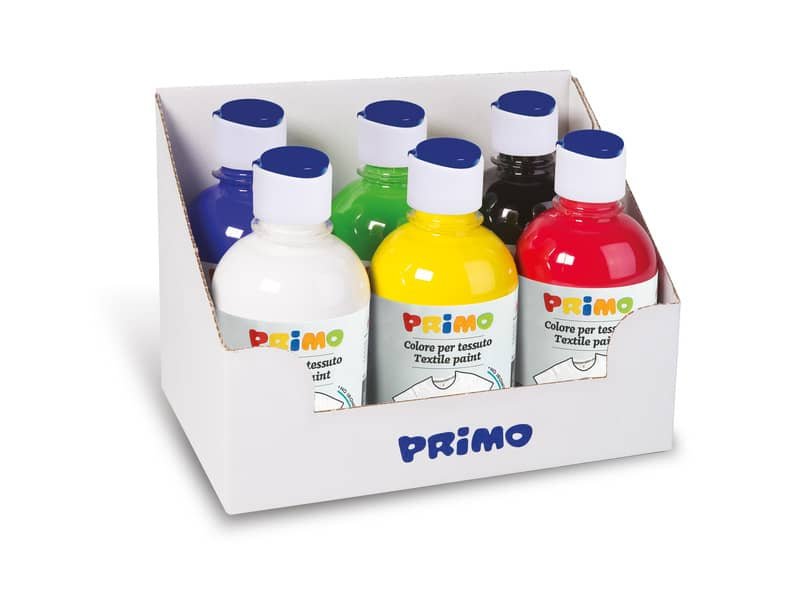 Colore per tessuto Primo in bottiglia con tappo dosatore 300 ml – conf. da 6 colori assortiti – 411TX6ASS