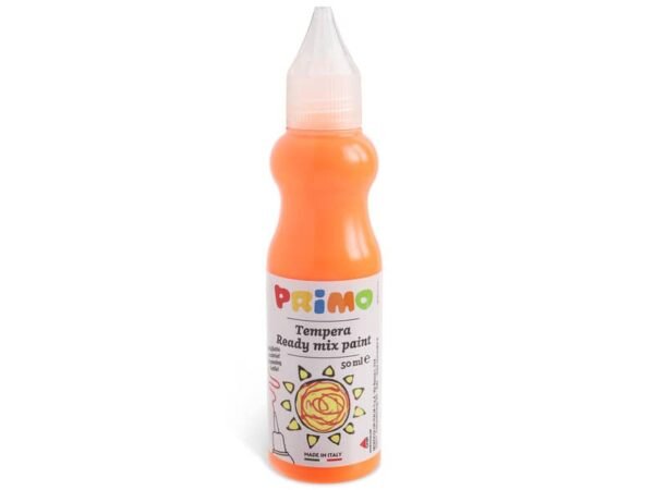 Tempera brillante Primo in bottiglia con becuccio 50 ml arancio fluo 2001BRF50250
