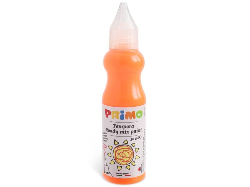 Tempera brillante Primo in bottiglia con becuccio 50 ml arancio fluo 2001BRF50250