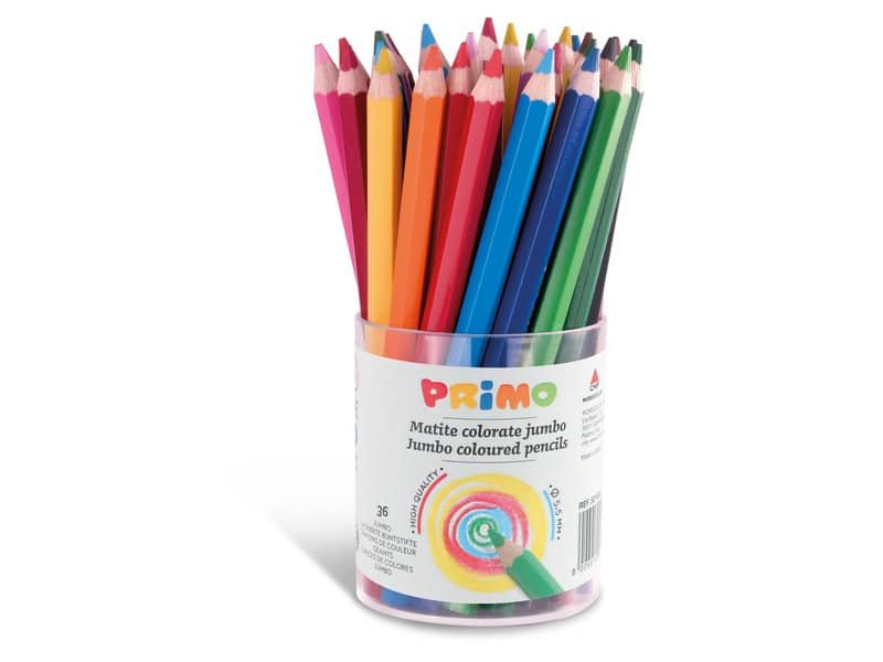 Matite colorate Jumbo esagonali Primo › 5,5 mm in barattolo 36 pezzi – 12 colori 521B36