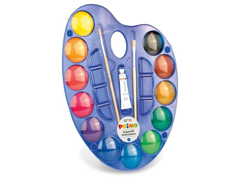 Acquerelli Primo  44 mm in conf. da 12 colori assortiti + tavolozza – 102A12TOM