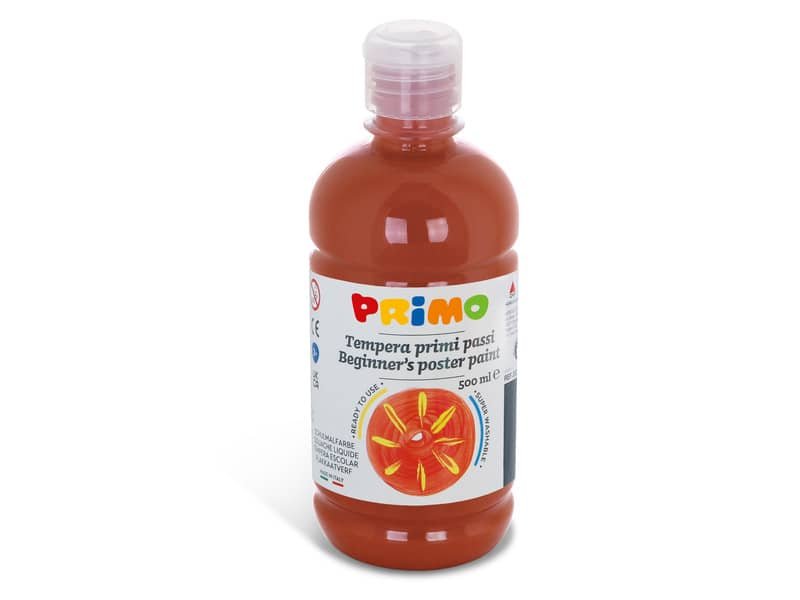 Tempera brillante in bottiglia in PET Primo Primi Passi 500 ml terra di Siena bruciata – 202BR500730