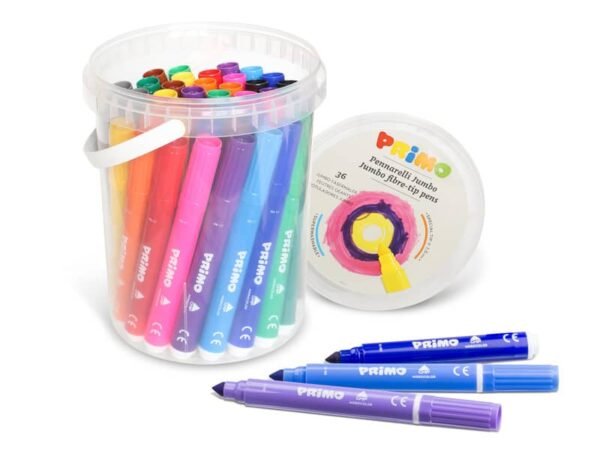Pennarelli superlavabili punta conica Jumbo Primo punta 7,6 mm in conf. da 36 colori assortiti - 622BPJ36N