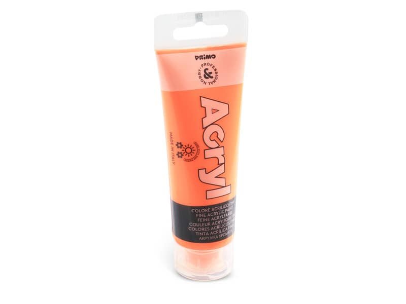 Colore acrilico Primo in bottiglia PET con tappo dosatore 75 ml arancio fluo – 420TAF75250