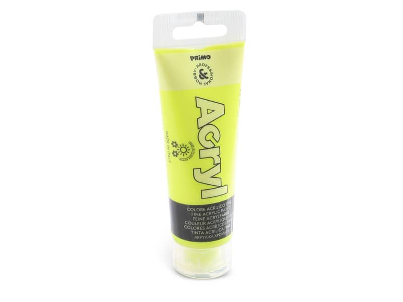 Colore acrilico Primo in bottiglia PET con tappo dosatore 75 ml giallo fluo – 420TAF75210