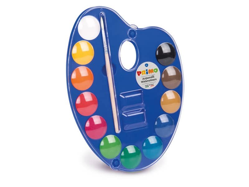 Acquerelli Primo  25 mm in conf. da 12 colori assortiti + tavolozza – 101A12TO