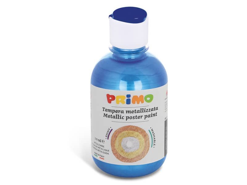 Tempera pronta metallizzata Primo con tappo misuratore 300 ml blu oltremare 233TM300500
