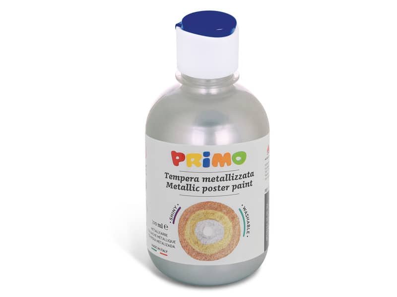 Tempera pronta metallizzata Primo con tappo misuratore 300 ml argento 233TM300910