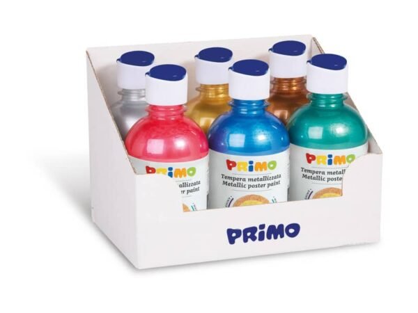 Tempera pronta metallizzata Primo con tappo misuratore 300 ml conf. da 6 colori assortiti - 233TM6ASS