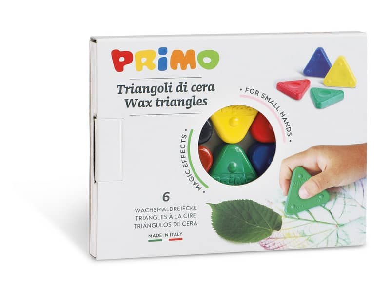 Triangoli di cera Primo 5 mm in conf. da 6 colori assortiti 074TRI6