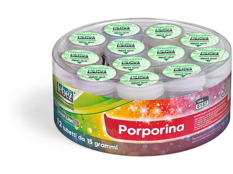 Barattolo porporina Lebez 15 gr cadauno 12 tubetti – colori assortiti 5157