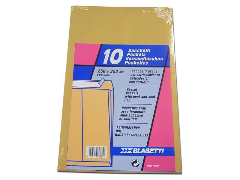 Busta a sacco Blasetti Mondex Avana – 120 g/m2 – in conf. 10 buste – 250×353 mm – 585