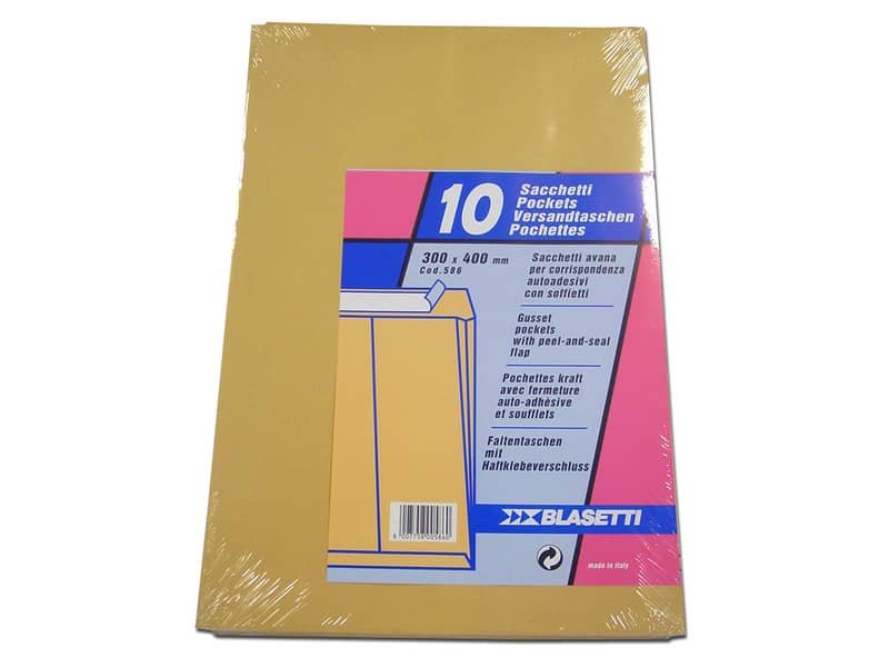 Busta a sacco Blasetti Mondex Avana – 120 g/m2 – in conf. 10 buste – 300×400 mm – 586